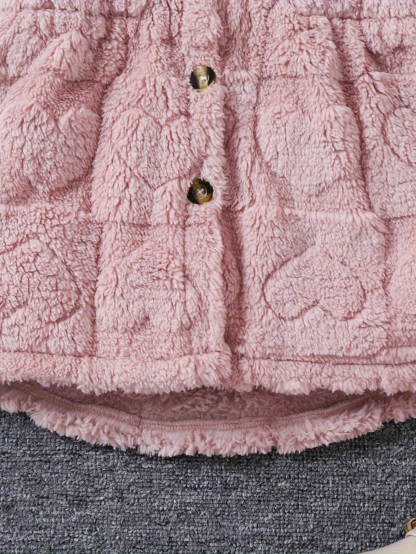 Chic Girls' Hooded Heart Pattern Fleece Cardigan - Cozy & Cute Outerwear for Fall/Winter, Machine Washable