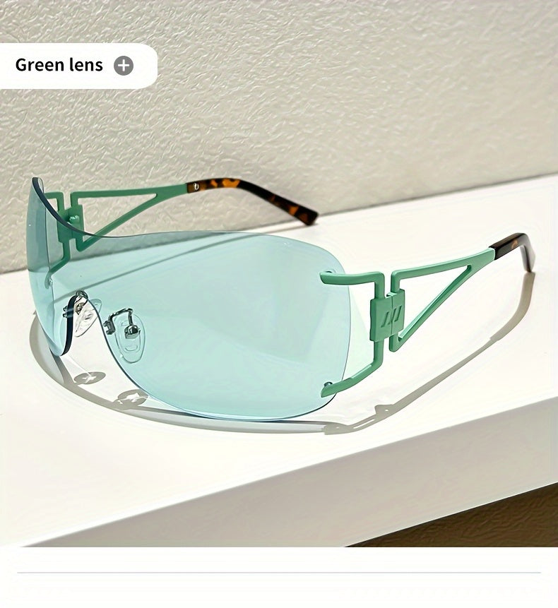 Women'S Rimless Wraparound Glasses - Non-Prescription Everyday & Formal Eyewear, Lightweight Zinc Alloy Frame, Modern Minimalist Look for Parties, Photoshoots - Compatible with Prescription Lenses, Party Accessories, Stylish