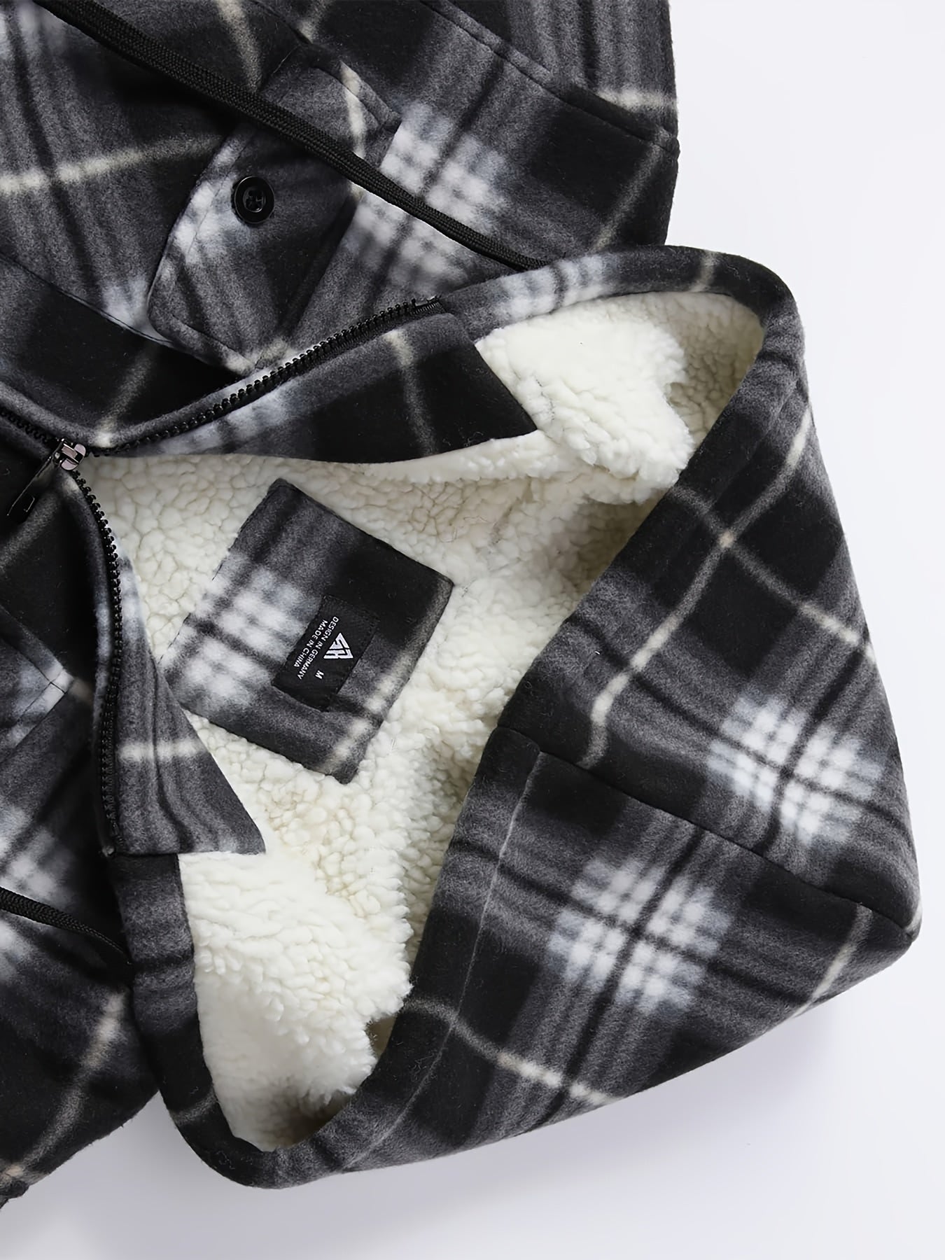 Men's Jacket, Heavyweight Hooded Sweater, Full Zip Thick Snow Mountain Lined Flannel Plaid Shirt with Pockets, Casual Style, Perfect for Autumn and Winter, Regular Fit, Hooded Collar, Plaid Pattern