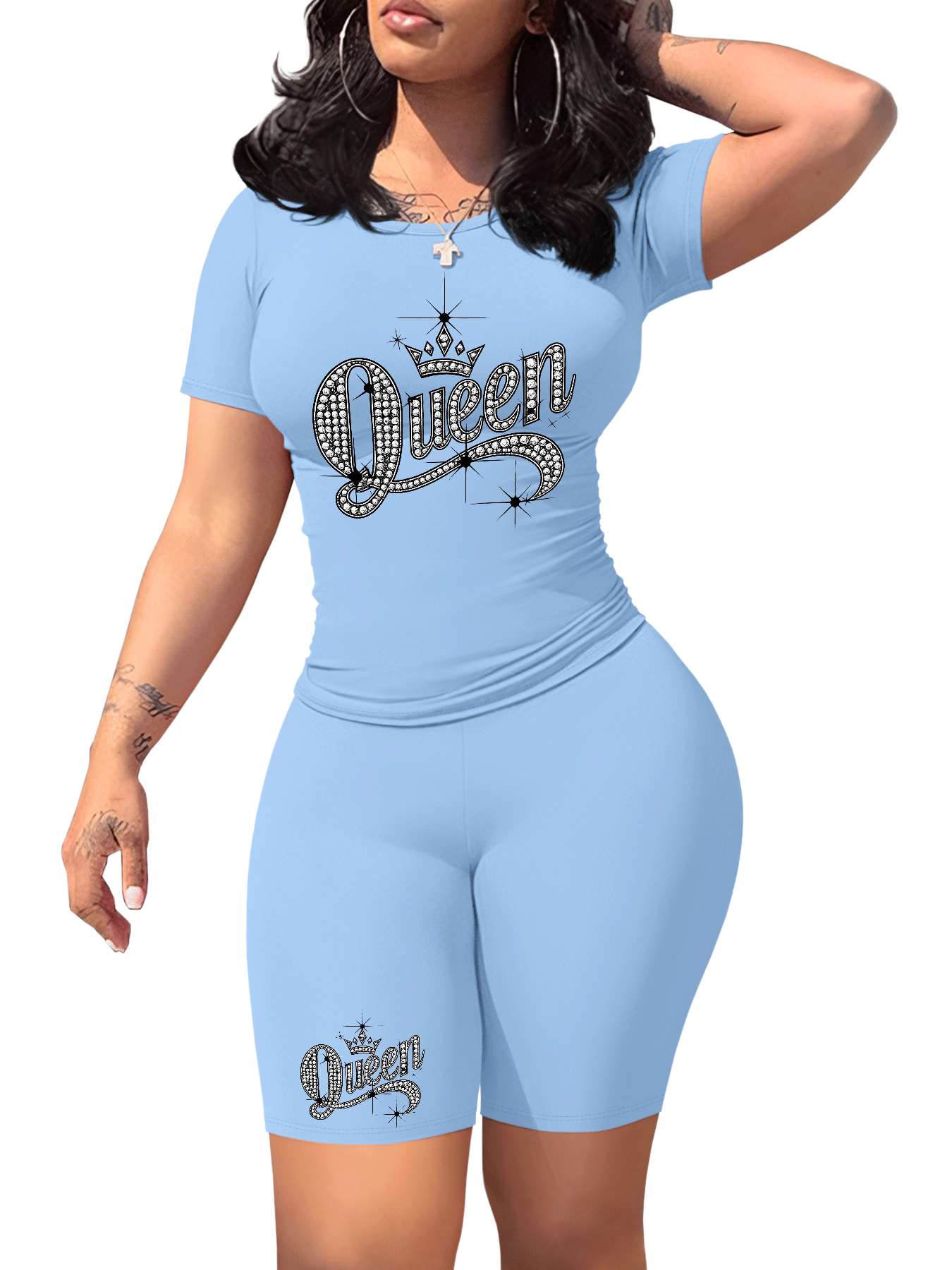 Diamond Queen Women's SlimFit Tshirt and Pants Set?? Premium Print?? Durable?? Casual and Fashionable?? Sparkling Queen Crown Design?? Perfect for Casual Attire and Stylish Outfits?? Comfortable Fit?? Gift Idea.