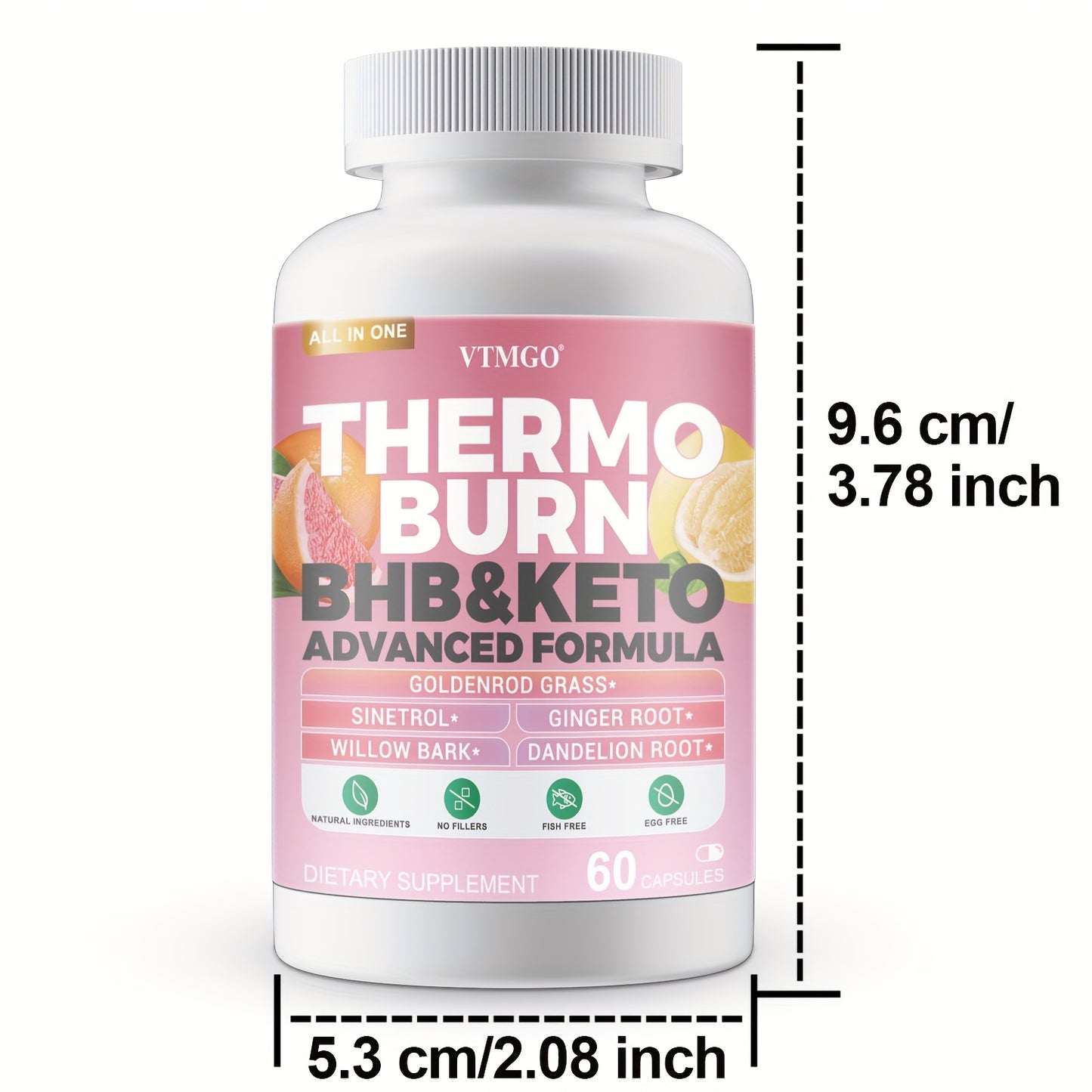 THERMO BURN Capsules Contain Caffeine, Flavonoids, Ginger Root, And Dandelion Root. Natural Ingredients Can Help You Maintain Your Figure And Help Through Metabolism - VTMGO