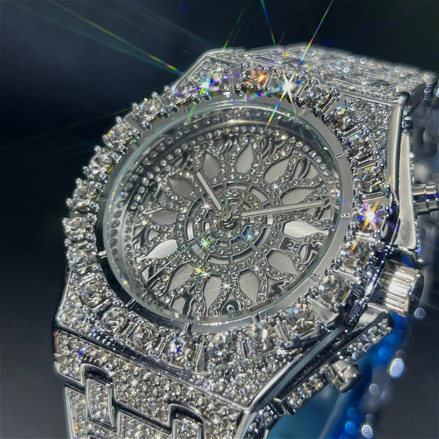 Fashion Green Black Watch For Mens Luxury Iced Quartz Watch Mans Hip Hop Square Cz Jewelry Wristwatch Christmas Gift For Men Women