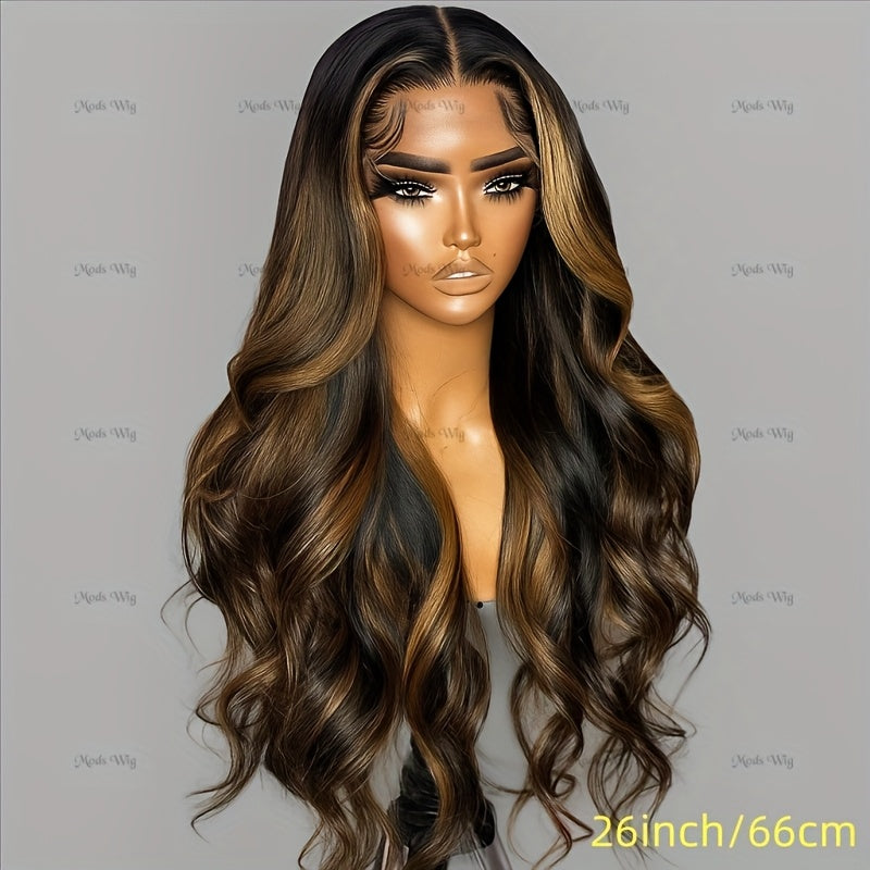 200% Density Human Hair Ombre Balayage Lace Front Wig with 13x6x1 HD T-Part Closure - Black to Blonde/Brown Highlights (P1B/2/30), Body Wave Multi-Ethnic Friendly Lace Wigs for Women, No Glue Needed