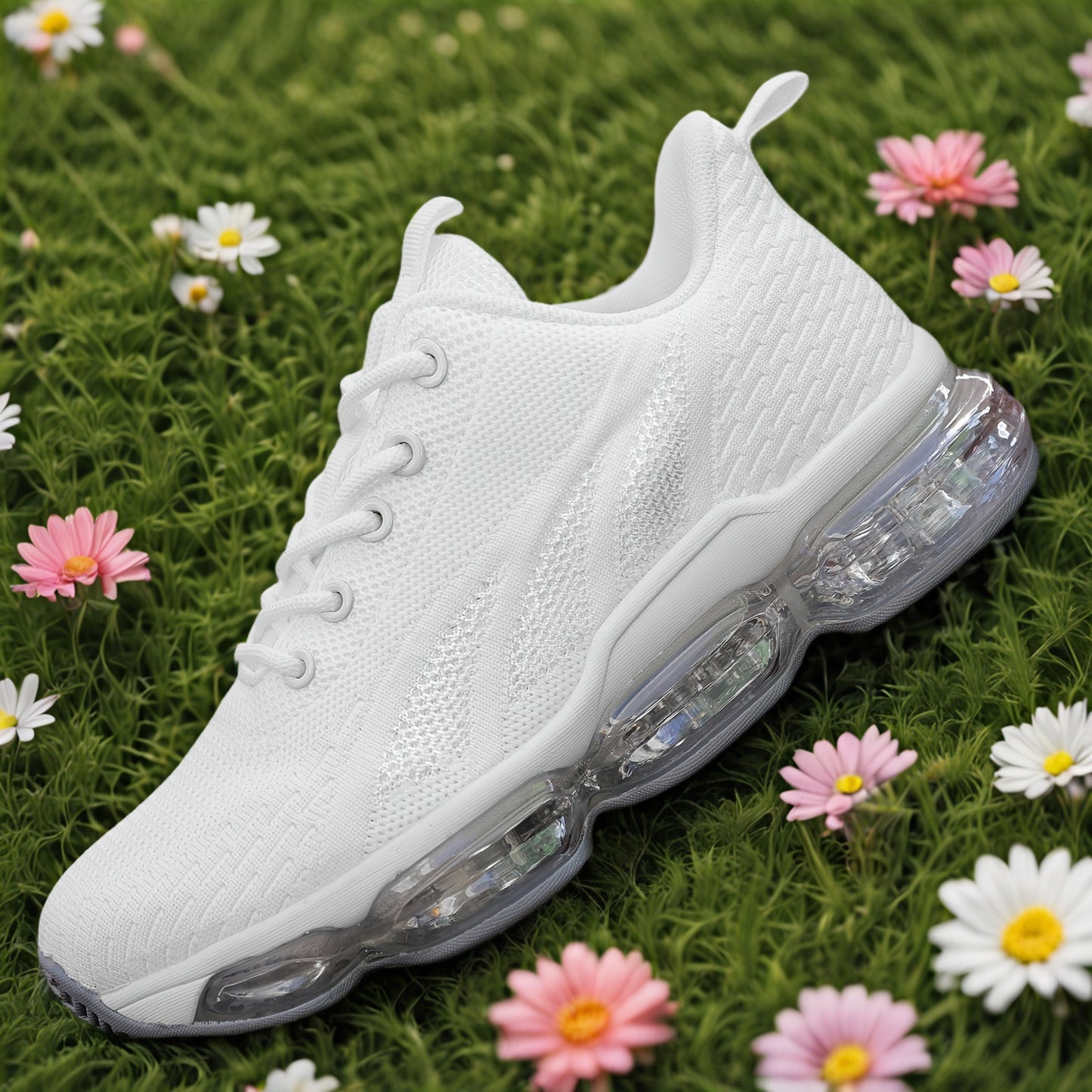 [Breathable Casual Sneakers] Breathable Women's Casual Sneakers - Lace-Up, Low Top, Solid Color with Rubber Sole for All Seasons, Effortless Style