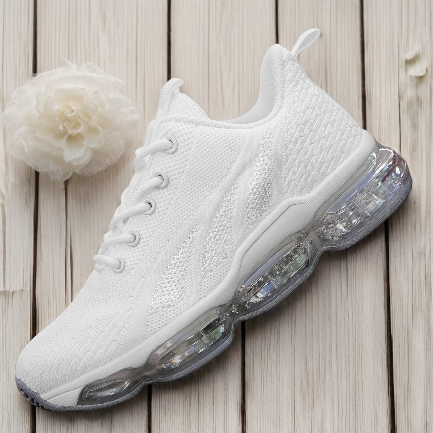[Breathable Casual Sneakers] Breathable Women's Casual Sneakers - Lace-Up, Low Top, Solid Color with Rubber Sole for All Seasons, Effortless Style