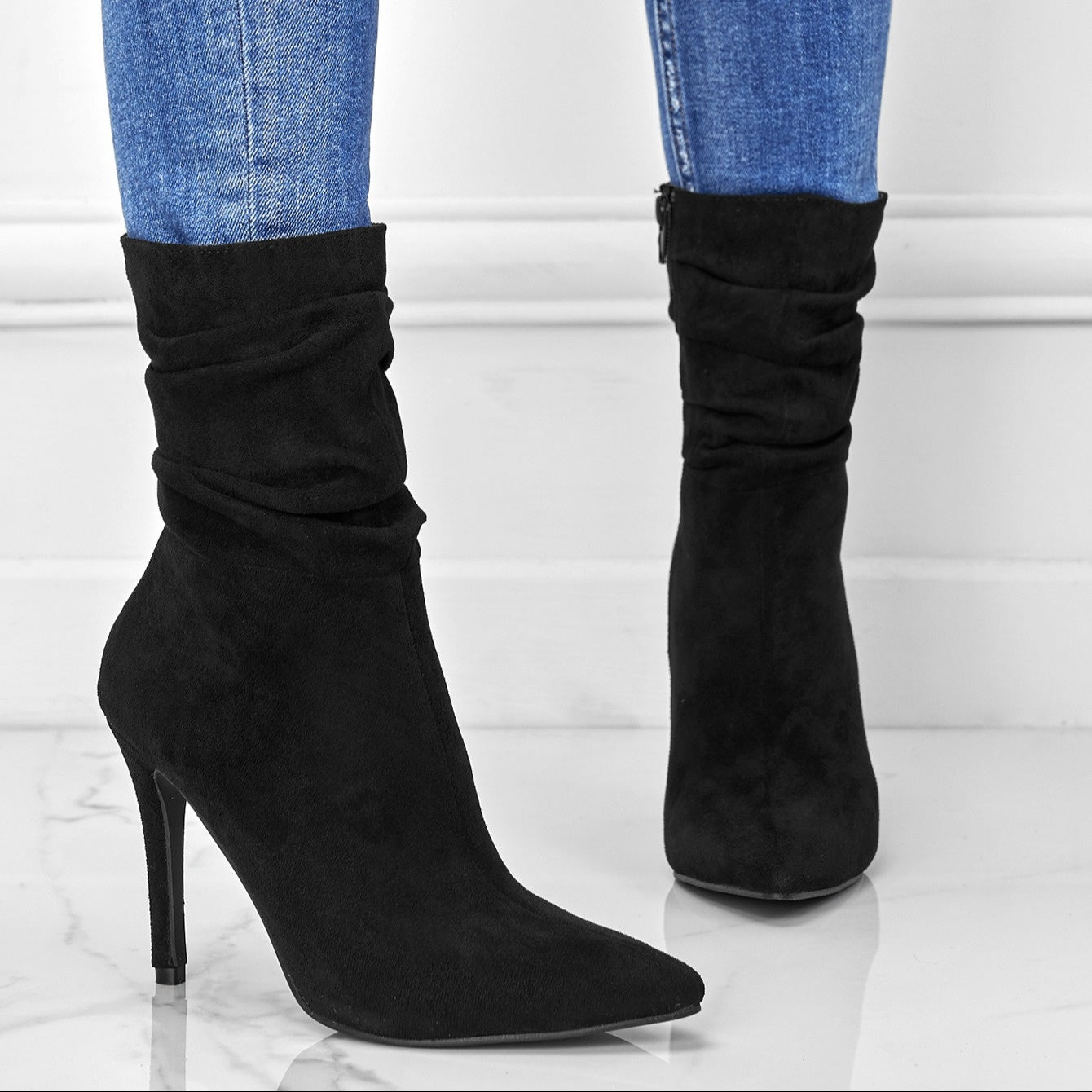 2025 New Women's Mid-Calf Cover Boots with Side Zipper - Pointed Toe Stiletto Heel, Comfortable PU Lining & Rubber Sole, Solid Color Versatile Boots for Dresses & Casual Outfits, Autumn Fashion Boots