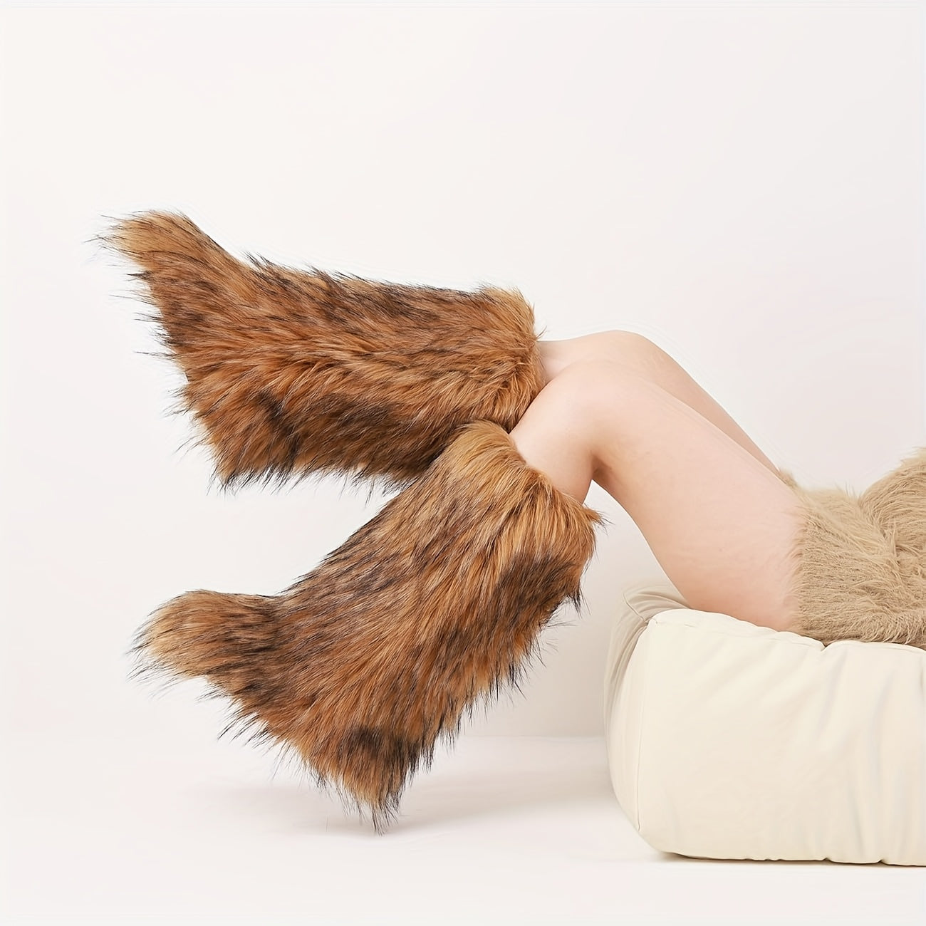 [Warm Furry Winter Boots] AMINUGAL Women's Warm Furry Winter Boots - Slip-On Mid-Calf Boots with Thick Cushioned Sole, PU Lining & Round Toe for Cold Weather Comfort | Black Casual Party Boots, Winter Footwear, Fluffy Boot De