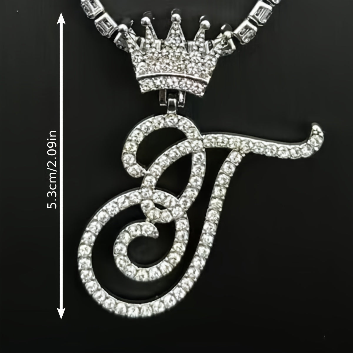 1pc Men's and Women's Fashion Pendant Necklace-26 Crown-shaped Fancy English Letter Pendant Necklace with Round Box Chain-Hip-hop Style Niche Necklace Jewelry Gift