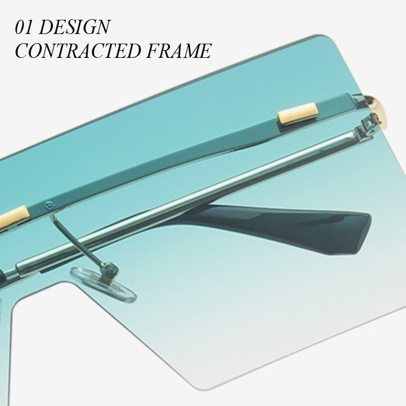 Stylish Square Frameless Fashion Glasses for Women & Men - Ocean-Themed, Lightweight Plastic Hinges, Perfect for Street Style & Fashionable Photo Props, Stylish Glasses