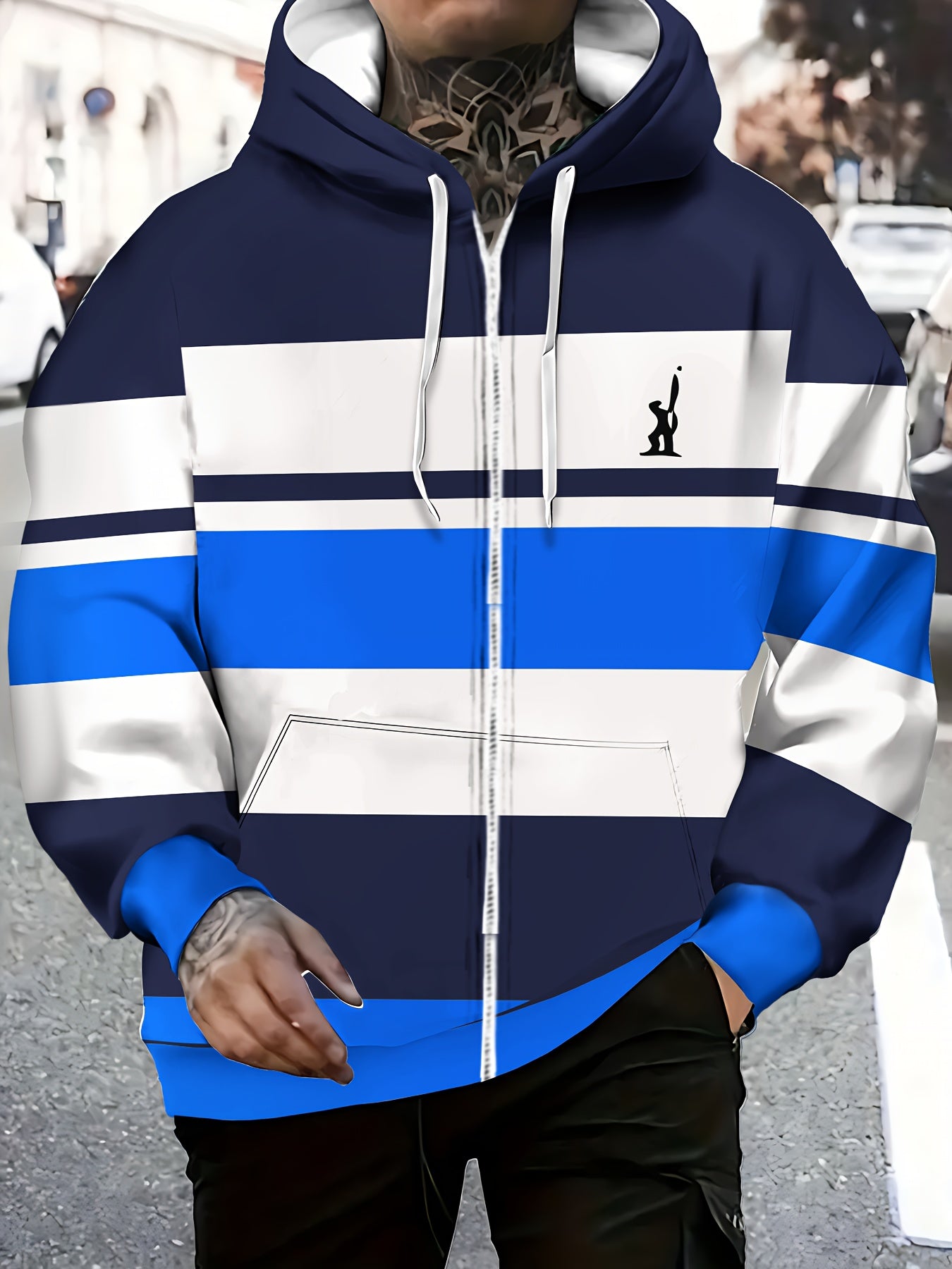 Men's Hooded Zip-Up Jacket - Full-Zip Front Closure,