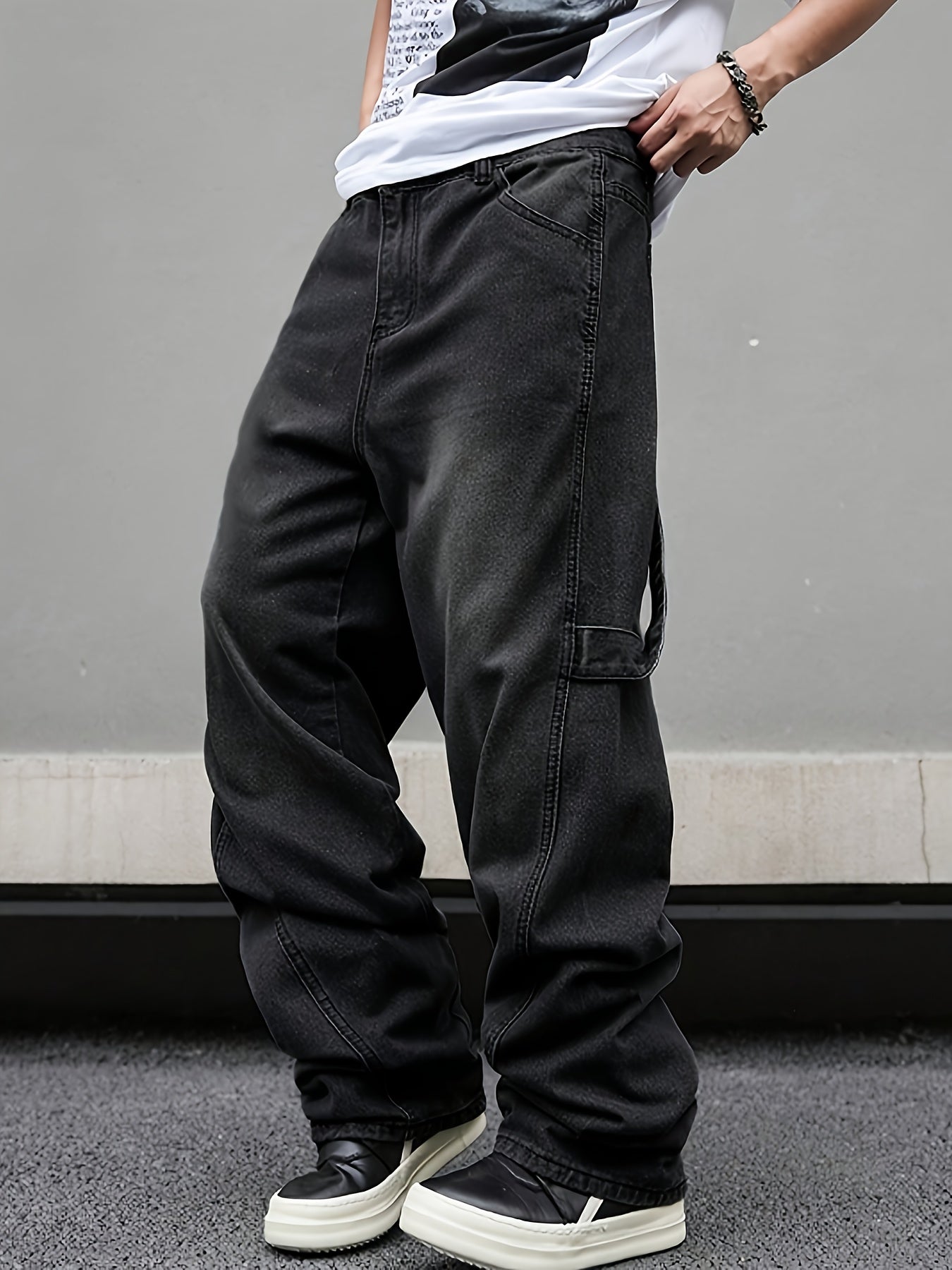 Men'S Baggy Black Street Jeans