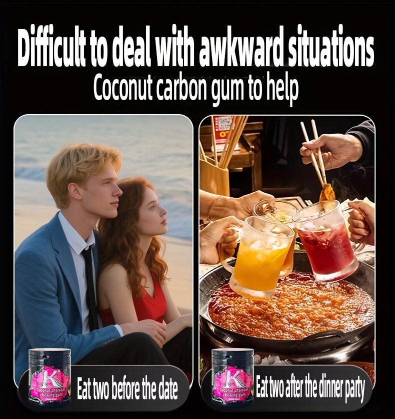Gum, Bubble Gum, Coconut Shell, Carbon Cleaning Candy, Coconut Carbon Sugar, Teeth Cleaning, Fresh Breath, Peppermint Candy, Food Snacks, Casual Food, Dating, Office, Driving, Meeting Essential Cheap Itemsviral Candycheap Sna