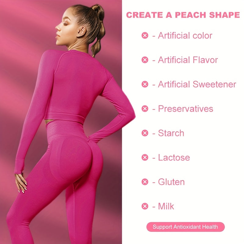 60pcs MIGUIGI BBL-GUMMIES Peach-Shaped Vitamin E Supplement Gummies for Women - Firming & Lifting, Fuller, Smoother Buttocks, Multi-Vitamin Enriched, BPA-Free, Delicious 30-Day Supply, Curve Enhancement|Peachshaped Gummies|Ta
