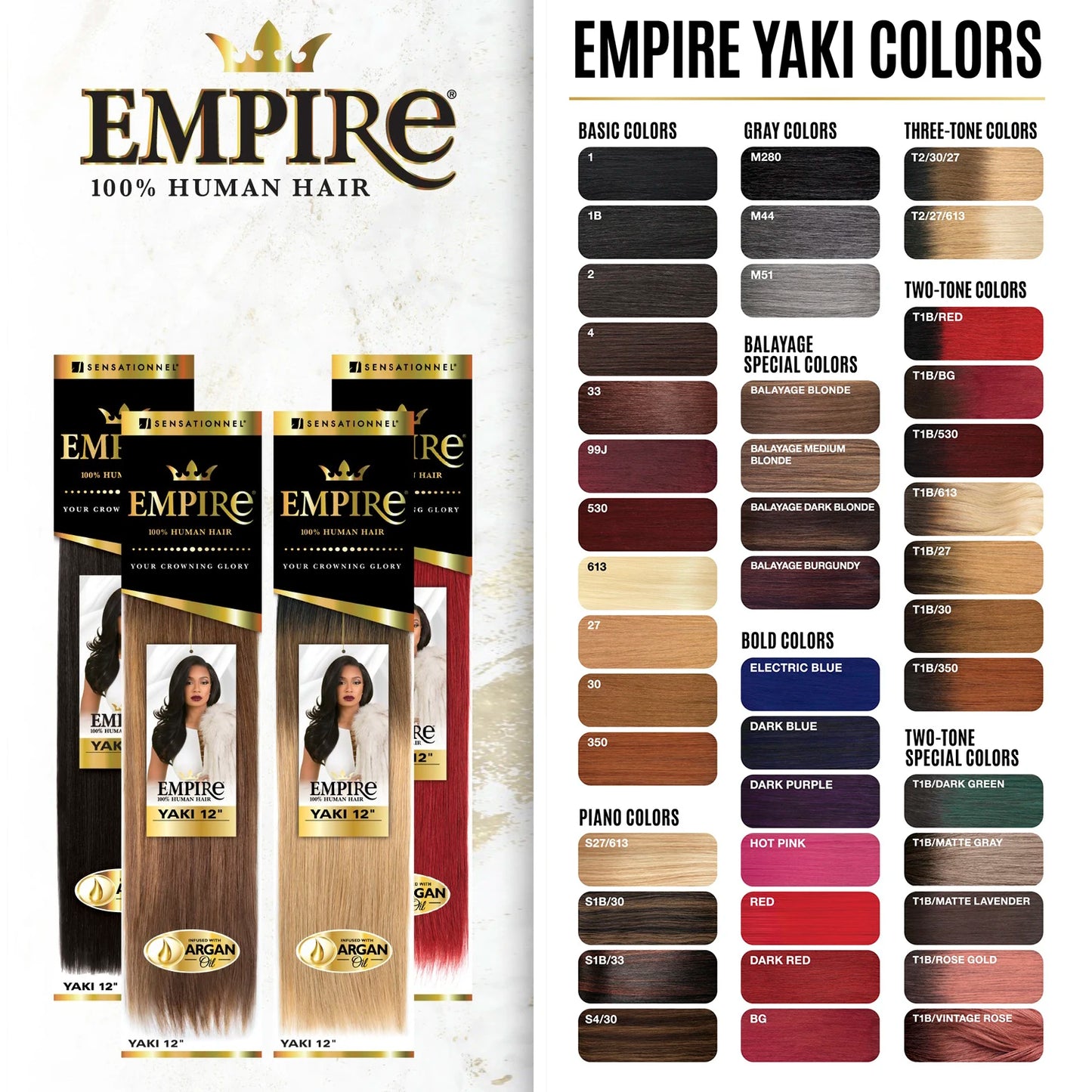 Sensationnel Empire Human Hair Weave Yaki Weaving - Textured Style, Quick Weave, Colorful Weave, Long lasting