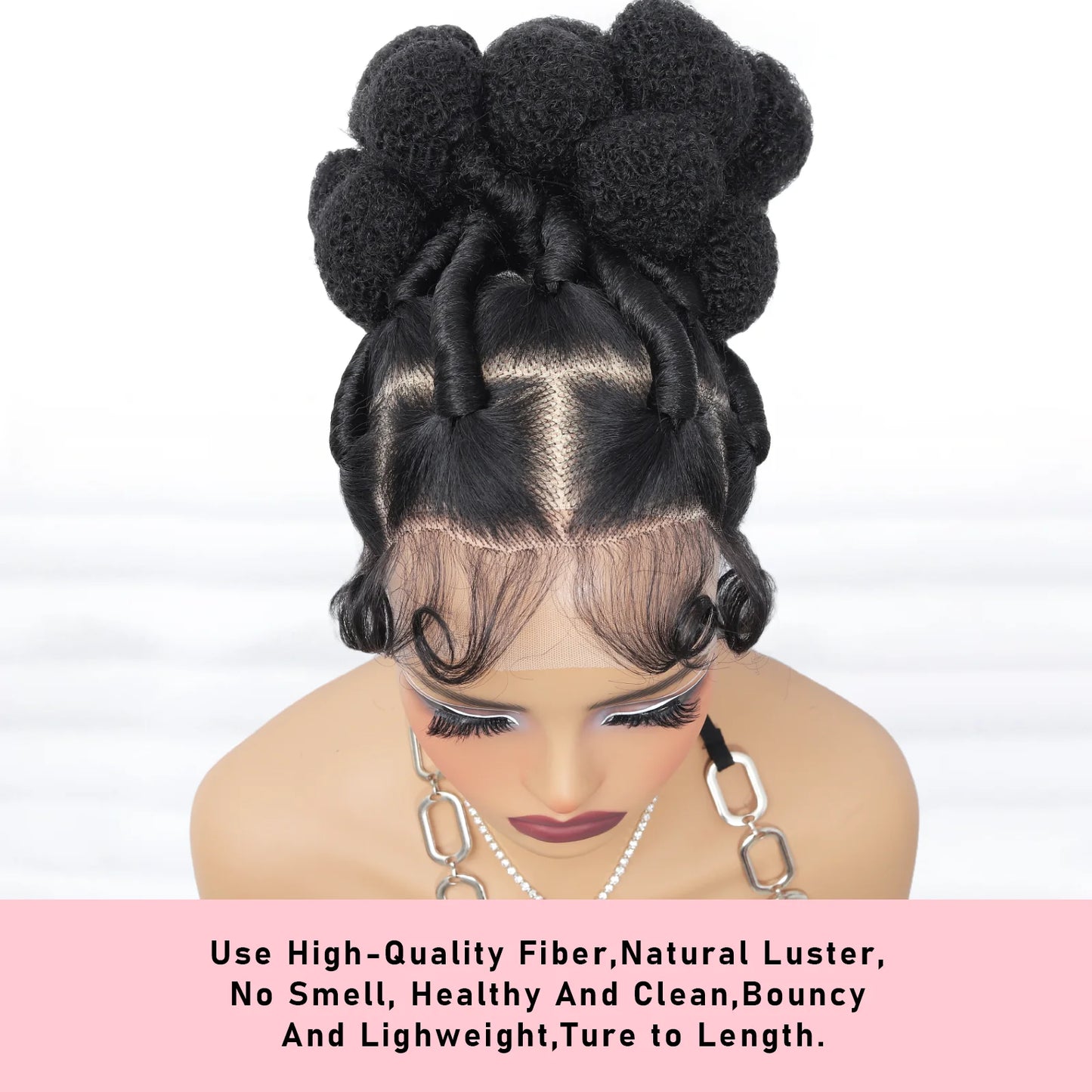 Synthetic Bantu Braided Wigs 11 Inches Full Lace Braided Wig with Baby Hair Afro Short Wigs Knotless Box Braids Wigs for Women