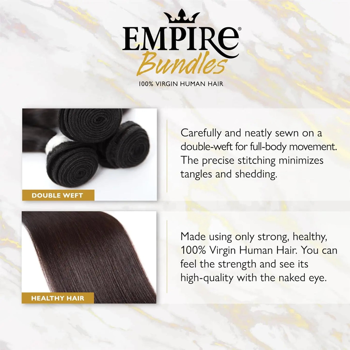 Sensationnel Empire Bundles Virgin Human Hair Weave Water Deep (10"-28") - Quick Weave, Light Weight, Soft and Smooth