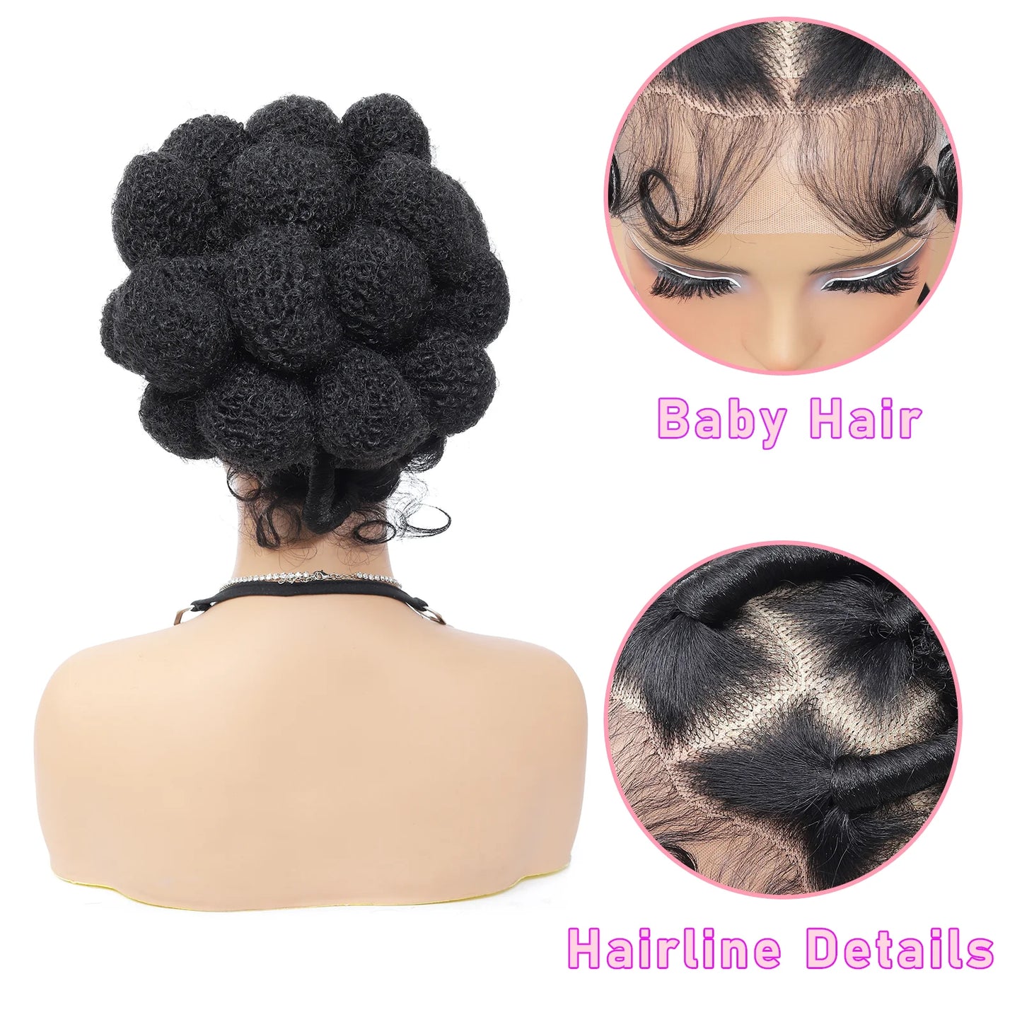 Synthetic Bantu Braided Wigs 11 Inches Full Lace Braided Wig with Baby Hair Afro Short Wigs Knotless Box Braids Wigs for Women