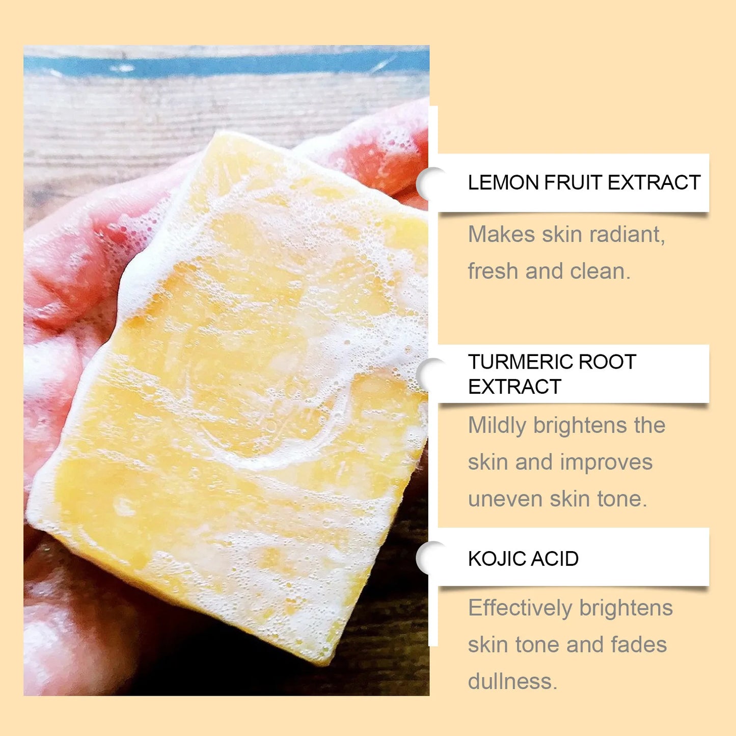 Ouhoe 100g Kojic Acid Turmeric Skin Brightening Soap Face Reduce Dark Spot Anti Acne Deep Cleansing Moisturizer Exfoliating Soap
