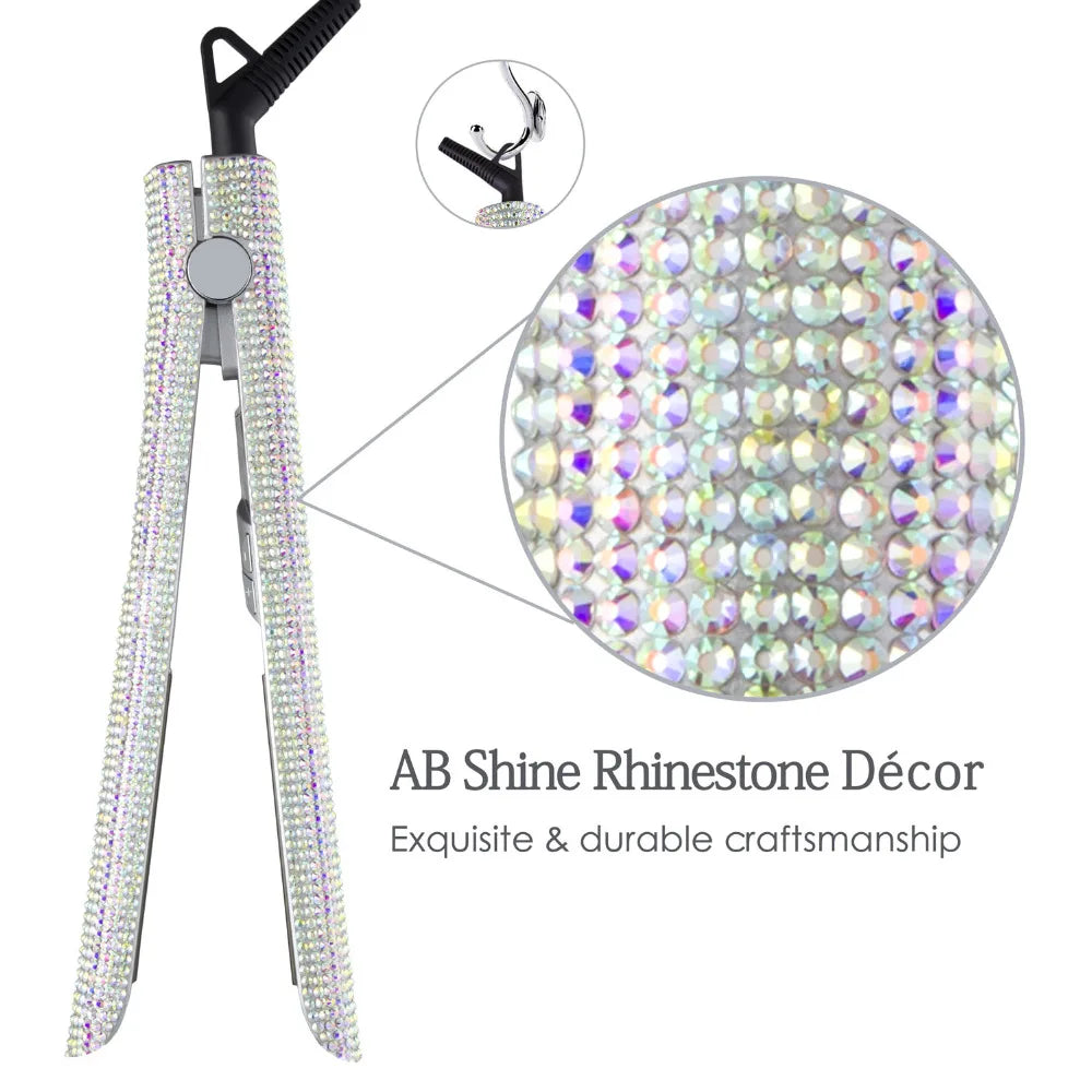 Rhinestone Flat Iron For a Perm Titanium Straightening Irons LCD Display Floating 2 Inches Wide Plate Hair Straightener Curler