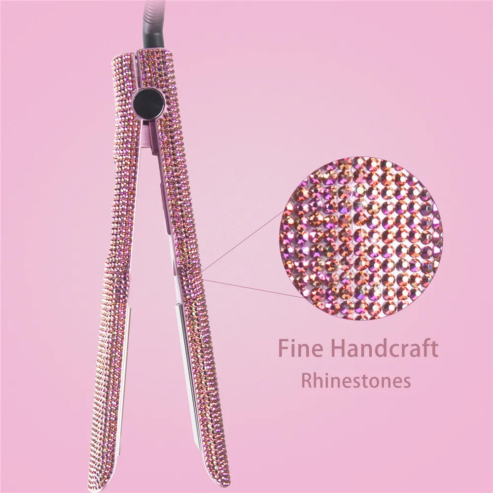 Rhinestone Flat Iron For a Perm Titanium Straightening Irons LCD Display Floating 2 Inches Wide Plate Hair Straightener Curler