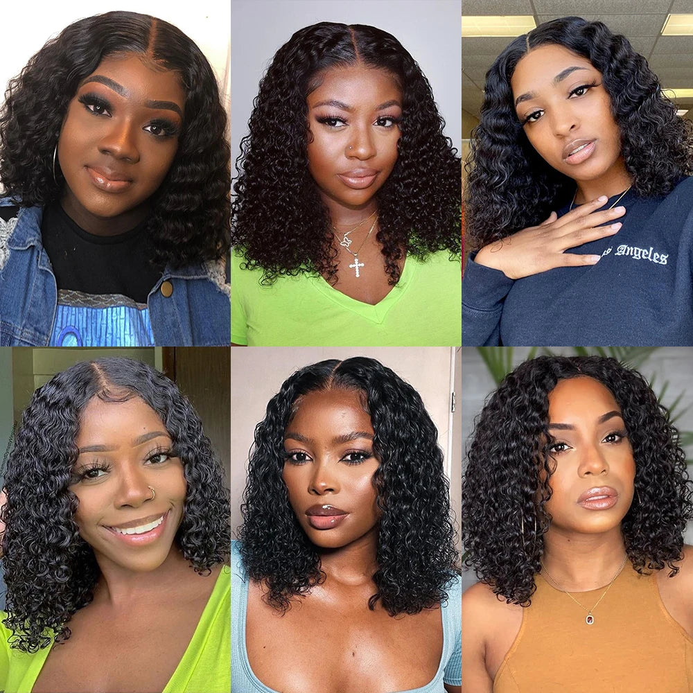 Deep Wave 13x4 Lace Frontal Wig Bob Glueless Wig Human Hair Ready To Wear Curly Wigs 200% 7x5 Closure Wigs Pre Cut Preplucked