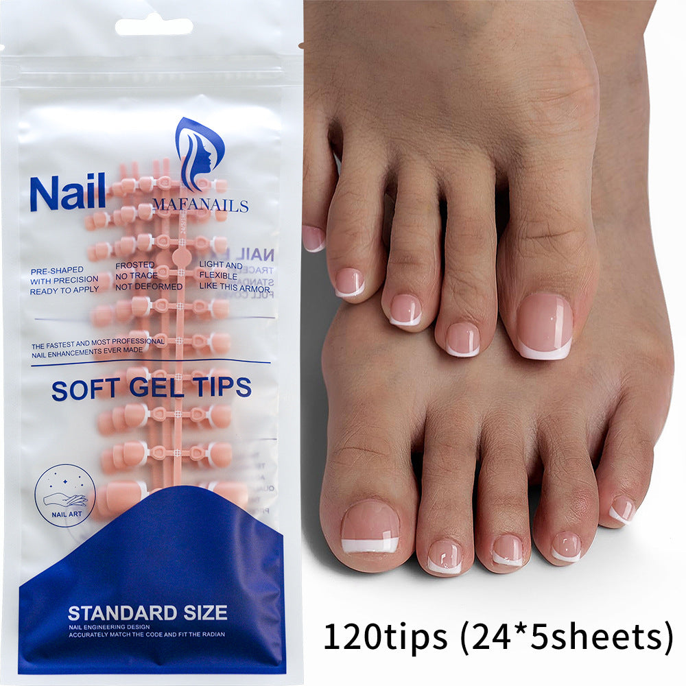 French White Edge Retro Gradient Nail Wear Toe