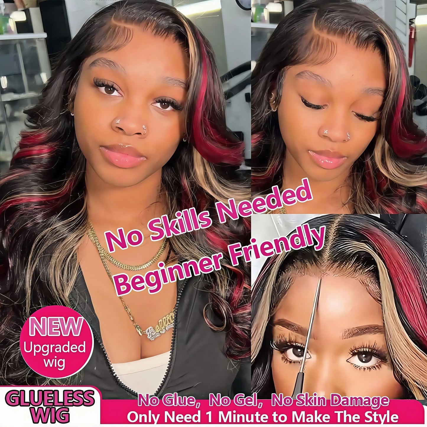 1B/99J/27 Omber black hair with red blonde Highlight 5x5 Hd Lace Closure Body Wave Wig Human Hair 99J Glueless Wig Ready To Wear