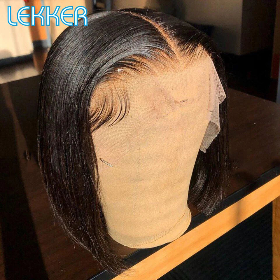 Lekker Blonde Long Pixie Cut Straight Bob 13x1 T Lace Front 100% Human Hair Wigs For Women Glueless Brazilian Remy Hair Colored