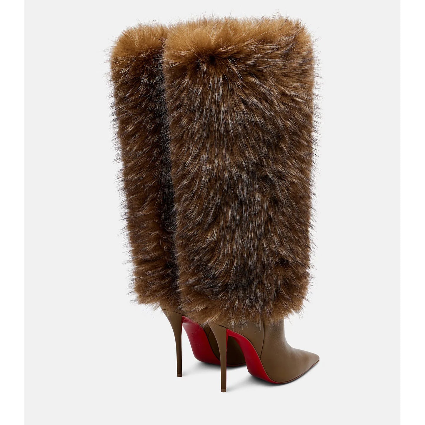 Autumn And Winter Women Fur Knee High Boots Pointed Toe Thin Stiletto Heel Leather Fashion Party Luxury Long Boots Big Size