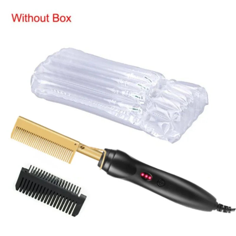 2 in 1 Electric Hot Heating Comb Hair Straightener Curler Flat Irons Wet Dry Hair Iron Straightening Brush Hair Styling Tools