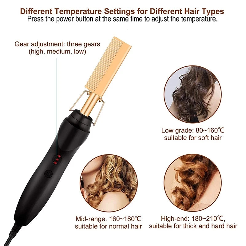 2 in 1 Electric Hot Heating Comb Hair Straightener Curler Flat Irons Wet Dry Hair Iron Straightening Brush Hair Styling Tools