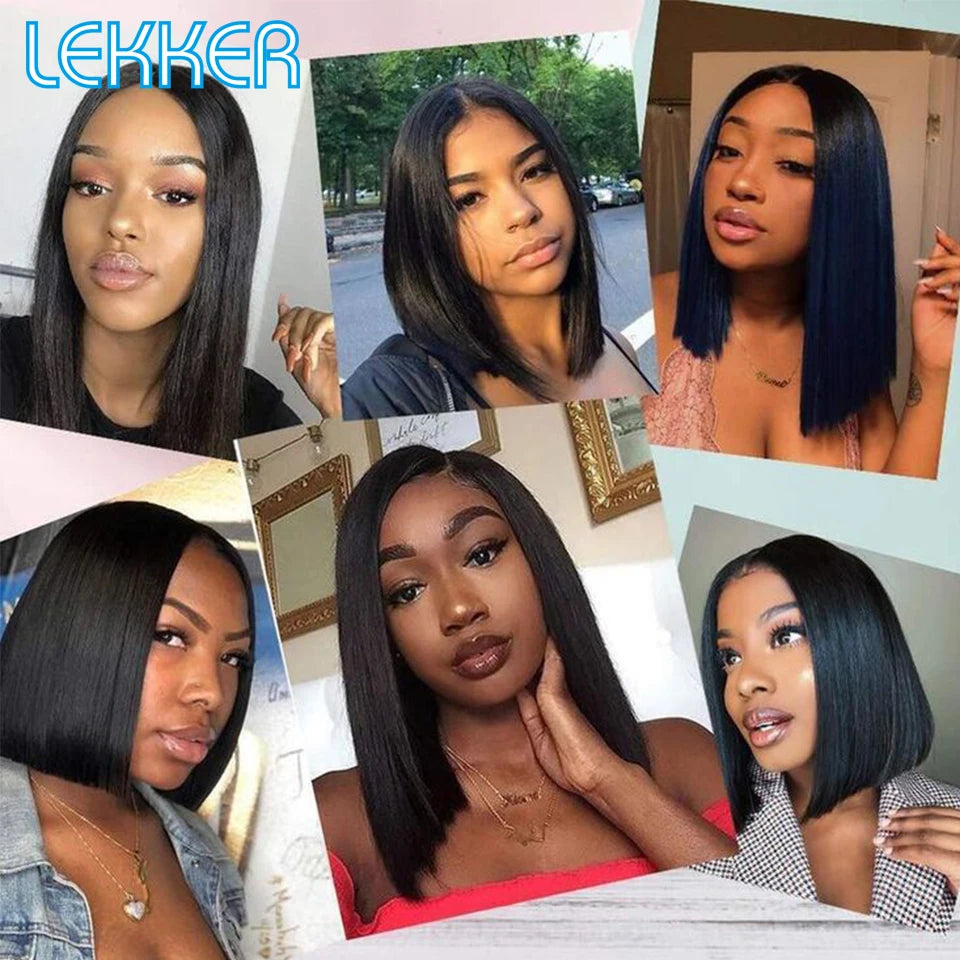 Lekker Blonde Long Pixie Cut Straight Bob 13x1 T Lace Front 100% Human Hair Wigs For Women Glueless Brazilian Remy Hair Colored
