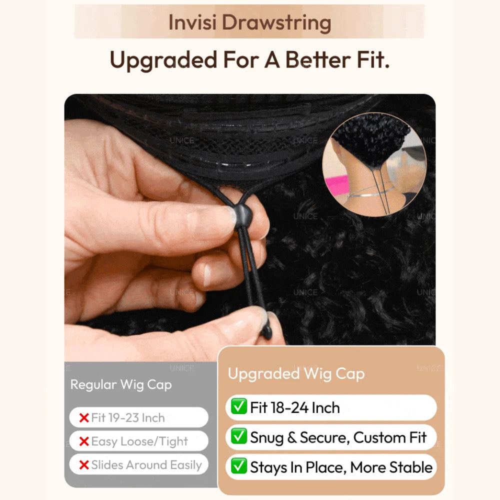 UNice 7x5 Bye Bye Slip™ Lace Balayage Highlight Wavy Bob Wig With Drawstring Put On & Go Glueless Human Hair Wig Ready To Wear