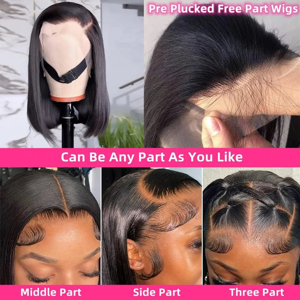 Bob Wig Human Hair 13x4 HD Lace Front Wigs Human Hair Pre Plucked Bob Wig for Women Glueless with Baby Hair Straight Short Wigs Natural Black 99J Burgundy Chocolate Brown 613 blonde