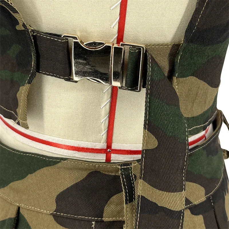 Streetwear Camouflage Print Short Sets Womens 2 Piece Outfits Sporty Casual Button Side Split Crop Top and Shorts Matching Sets