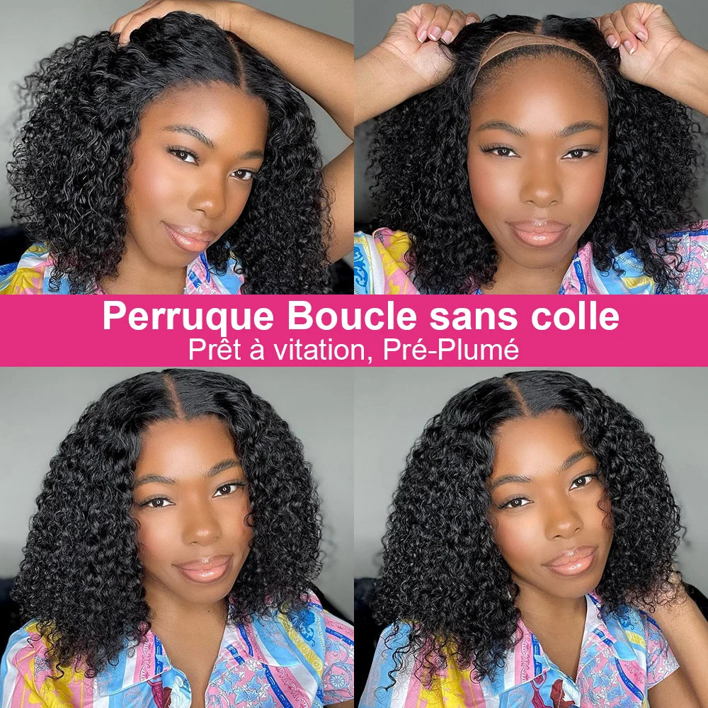 Deep Wave 13x4 Lace Frontal Wig Bob Glueless Wig Human Hair Ready To Wear Curly Wigs 200% 7x5 Closure Wigs Pre Cut Preplucked