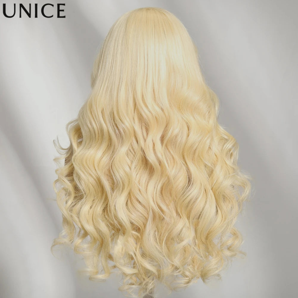 UNice 13x4 Pre Everything Lace Fronal #613 Blonde Body Wave Human Hair Wigs With Drawstring Pre Cut Pre Bleached Glueless Wig Ready To Wear