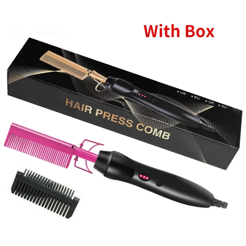 2 in 1 Electric Hot Heating Comb Hair Straightener Curler Flat Irons Wet Dry Hair Iron Straightening Brush Hair Styling Tools