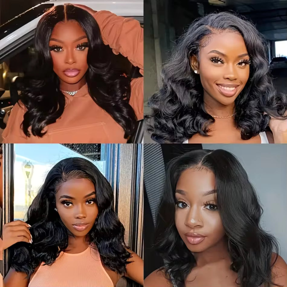 Wear And Go Glueless Bob Wig Human Hair Short Body Wave Lace Front Wigs Pre Cut Brazilian Hair 4X4 Hd Lace Closure Wig For Women