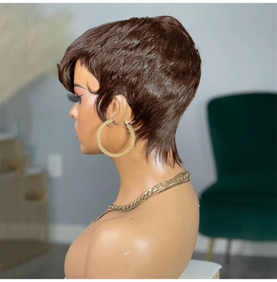 Short Pixie Cut Wigs Human Hair Blonde Green Highlight Short Bob Wigs 613 Burgundy 99J Colored Brown full Machine made Wigs