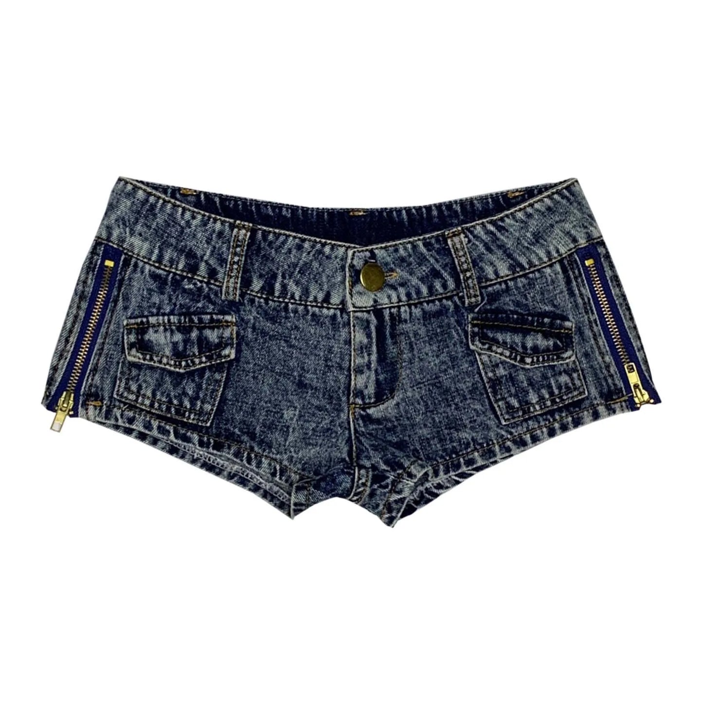 Retro Ripped Shorts Womens' Side Slit Denim Trouser Summer Denim Pants Button Pockets High Waisted Shorts Stylish Slacks