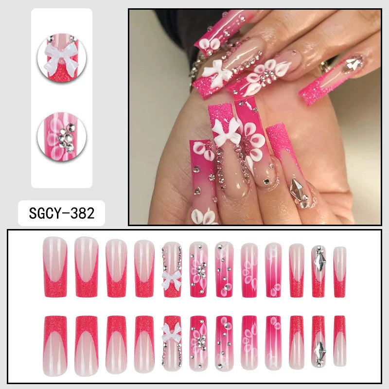 24 Long Coffin Wholesale fake nails art, latest finger artificial nail press on nails