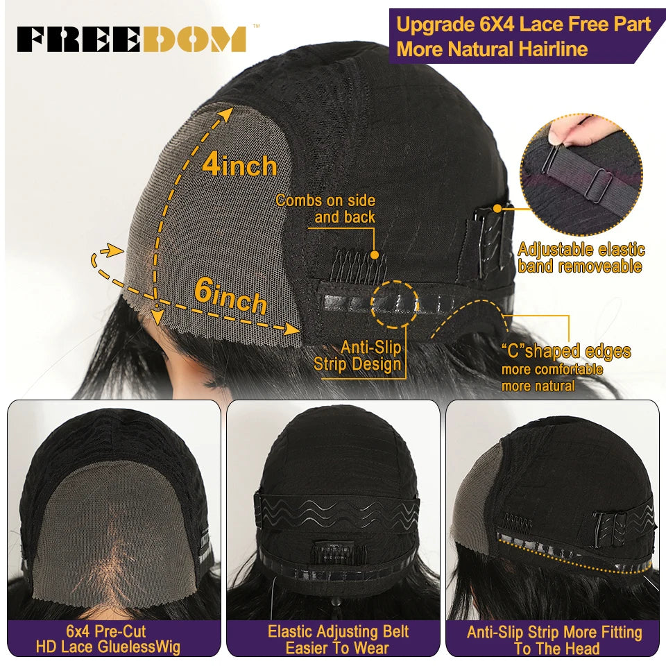 FREEDOM Layered Synthetic Lace Front Wigs For Women 20 Inch Ombre Blonde Wavy  6X4 Pre Plucked Wear And Go Glueless Lace Wigs