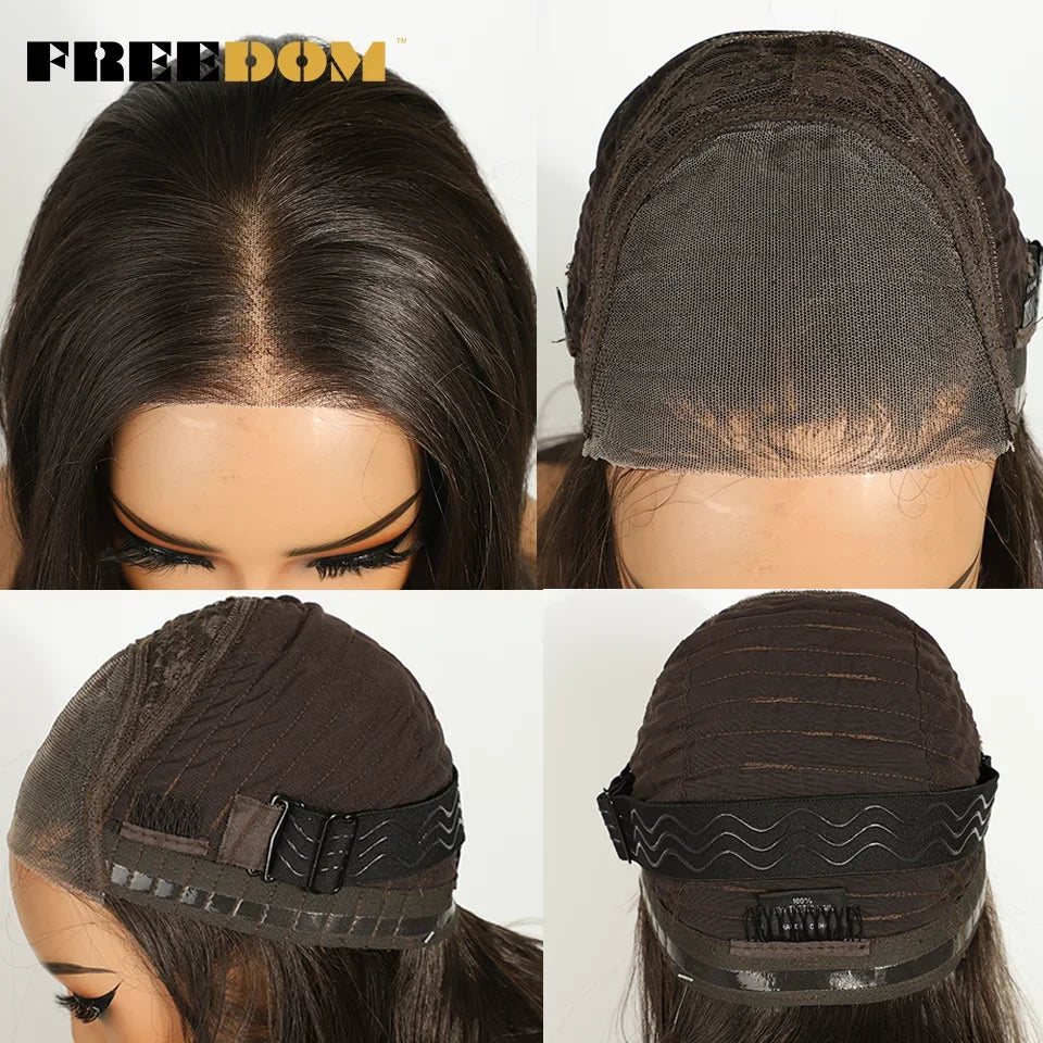 FREEDOM Layered Synthetic Lace Front Wigs For Women 20 Inch Ombre Blonde Wavy  6X4 Pre Plucked Wear And Go Glueless Lace Wigs