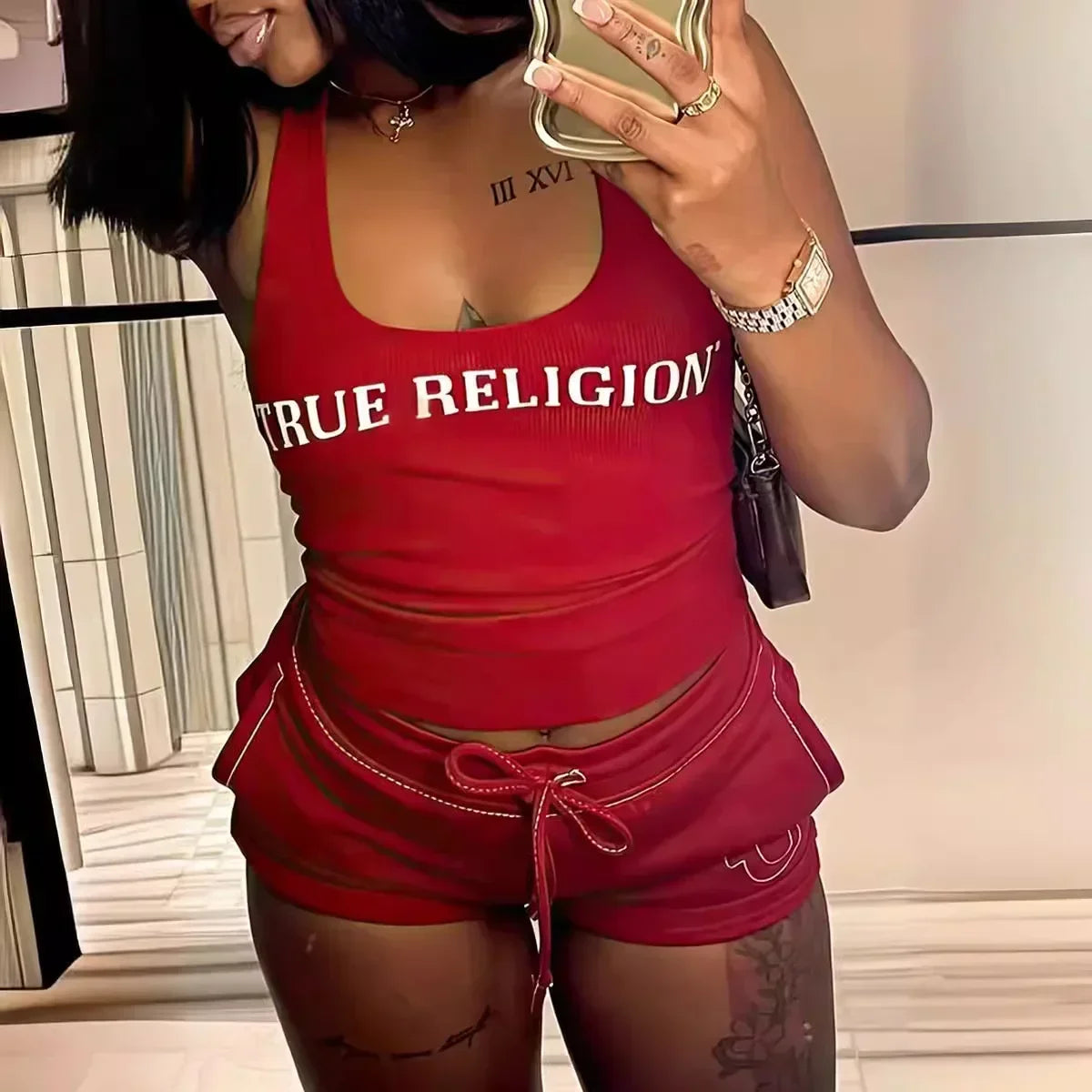 Women's Set Knitted Sleeveless Vest + Shorts Suit 2024 Summer Street Sexy Party Two 2 Piece Set Sporty Outfit Tracksuit