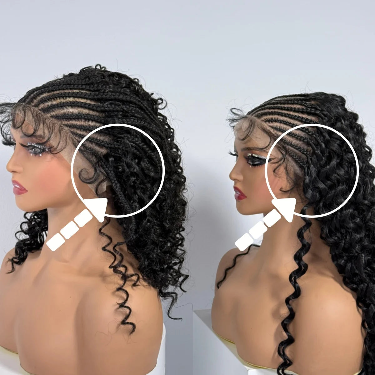 14/22inch Lemonade Braid Synthetic Cornrow Braided Wigs Deep Wave Pre-plucked Baby Hair For Black Women