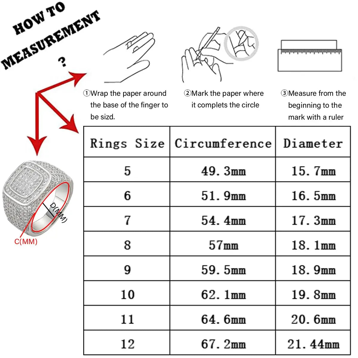Square Micro Pave Set CZ Ring Cluster Iced Out Band Mens Bling Zircon Little Finger Ring for Men Hip Hop Rapper Jewelry
