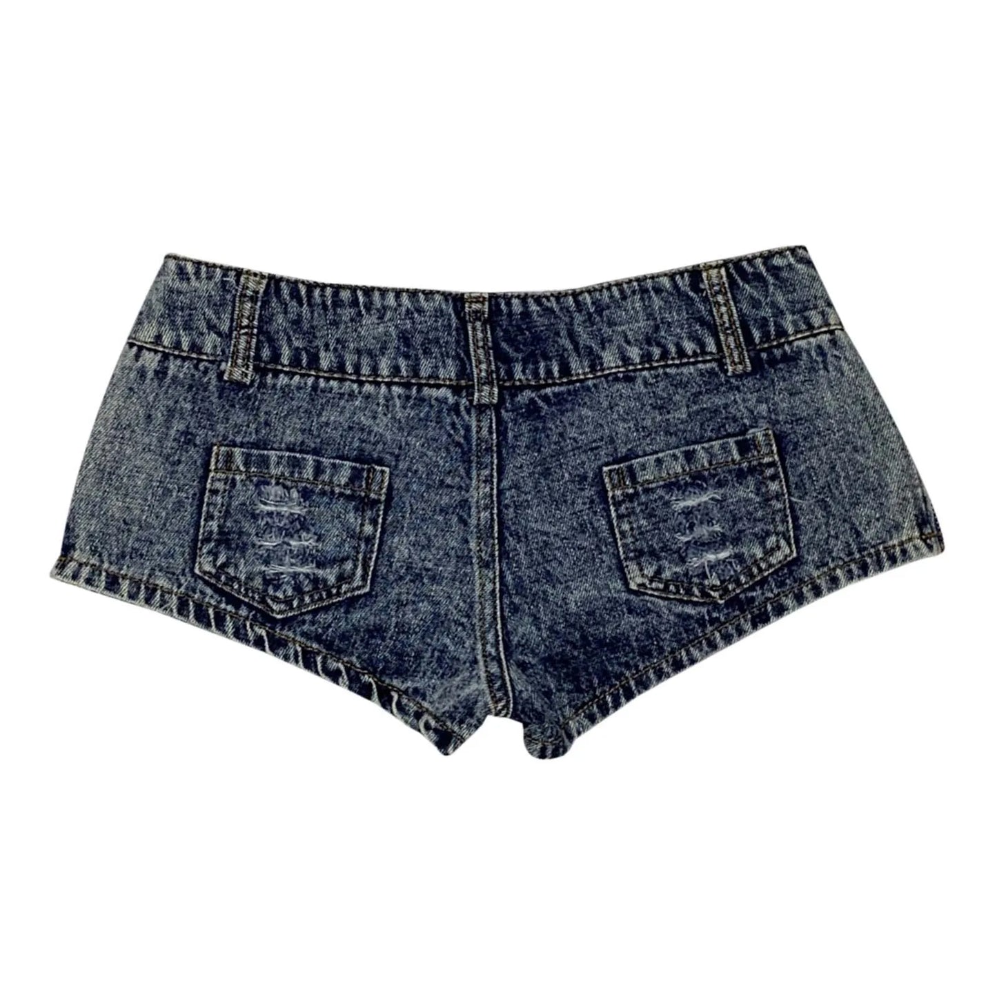 Retro Ripped Shorts Womens' Side Slit Denim Trouser Summer Denim Pants Button Pockets High Waisted Shorts Stylish Slacks