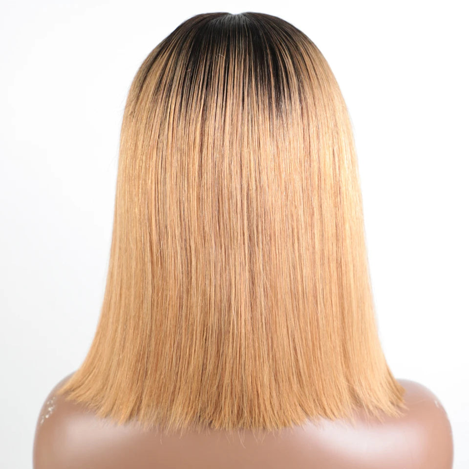 Lekker Blonde Long Pixie Cut Straight Bob 13x1 T Lace Front 100% Human Hair Wigs For Women Glueless Brazilian Remy Hair Colored