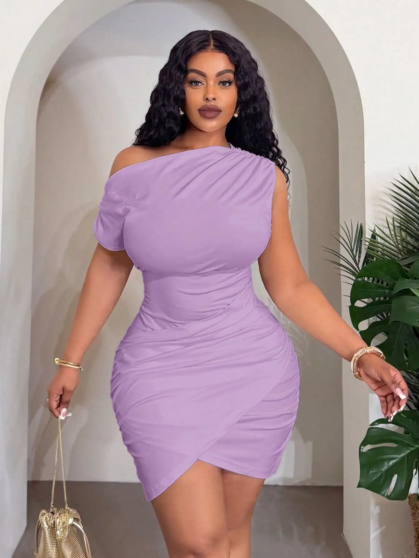 Elegant Asymmetrical Off Shoulder Ruched Mini Dress For Party Evening Wedding